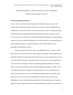 Prepared for Estner, Gienow-Hecht et al, eds. Nation Branding in