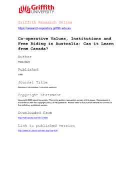 Co-operative Values, Institutions and Free Riding in Australia: Can it