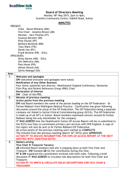 Minutes - May 18th 2015