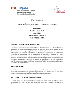 Plan de cours DESCRIPTION ET OBJECTIF DU COURS