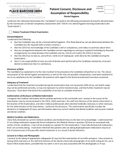 Patient Consent, Disclosure and Assumption of Responsibility