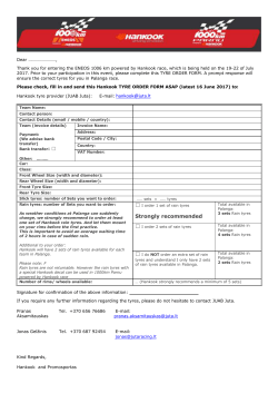 Dear &hellip;&hellip;&hellip;&hellip;&hellip;&hellip;&hellip;&hellip;, Thank you for entering the ENEOS 1006 km