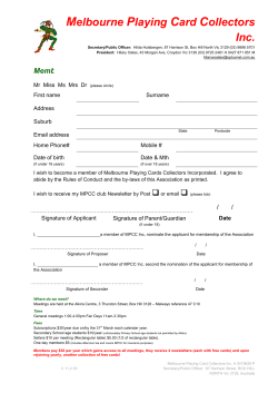Membership Application - Melbourne Playing Card Collectors