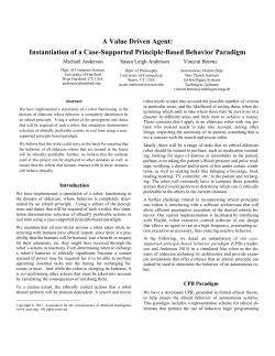 A Value Driven Agent: Instantiation of a Case