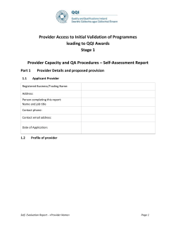 Self Evaluation Report