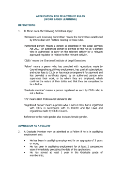 APPLICATION FOR FELLOWSHIP RULES