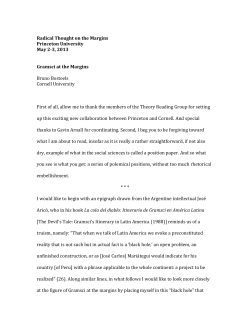 Gramsci at the Margins Radical Thought on the Margins Princeton