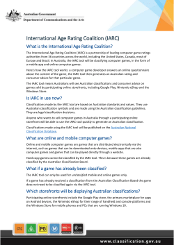Fact sheet&mdash;International Age Rating Coalition (IARC)
