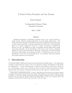 A Model of Firm Formality and Tax Evasion 1 Introduction