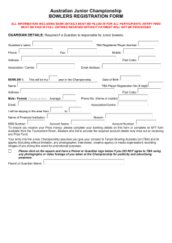 Australian Junior Championship BOWLERS REGISTRATION FORM