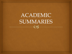 ACADEMIC SUMMARIES