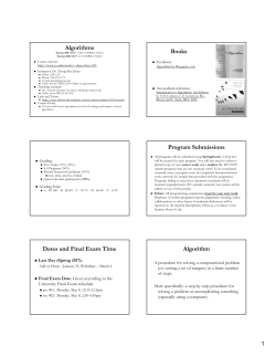 Algorithms Books Program Submissions Dates and Final Exam Time