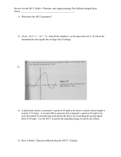 Review for the MVT, Rolle`s Theorem, and Approximating The