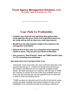TAMS is a travel agency financial and operational data analysis and