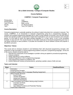 De La Salle University &bull; College of Computer Studies Course