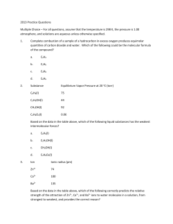 2013 Practice Questions Multiple Choice – For all questions