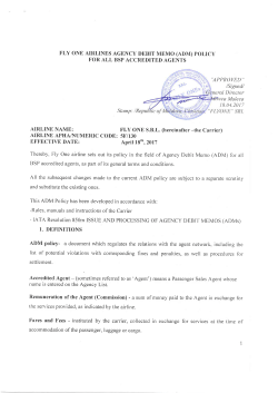 FLY ONE AIRI-INES AGENCY DEBIT MBMO (ADM) POLICY FOR