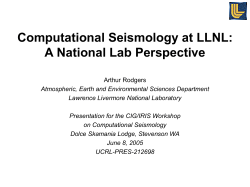 Computational Seismology at LLNL - Computational Infrastructure