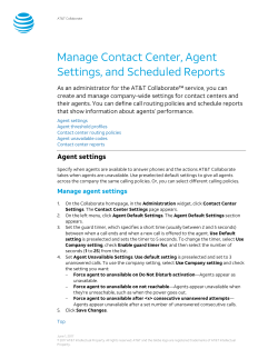 Manage Contact Center, Agent Settings, and Scheduled