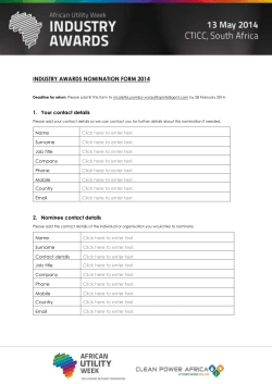INDUSTRY AWARDS NOMINATION FORM 2014 Deadline for return