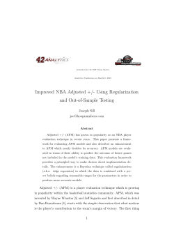 Improved NBA Adjusted + - MIT Sloan Sports Analytics Conference
