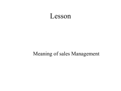 Sales Management as defined by