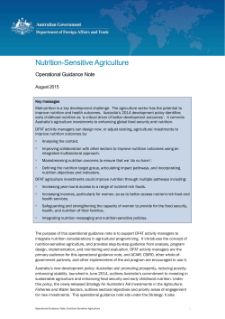 Nutrition-Sensitive Agriculture
