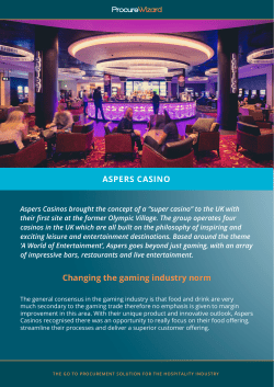 Changing the gaming industry norm ASPERS CASINO