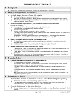 BUSINESS CASE TEMPLATE