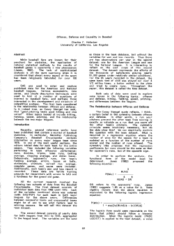Offense, Defense and Causality in Baseball Charles F. Hofacker