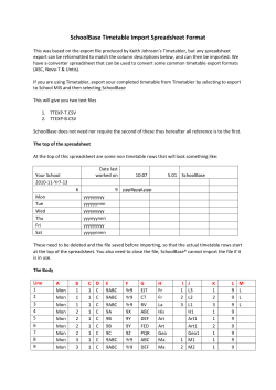 SchoolBase Timetable Import Spreadsheet Format