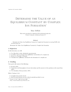 Determine the Value of an Equilibrium Constant by