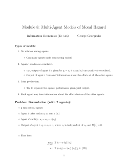 Module 8: Multi-Agent Models of Moral Hazard