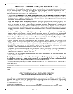 participant agreement, release, and assumption of risk