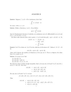 ANALYSIS II Question. Suppose f : [a, b] &rarr; R is continuous, show