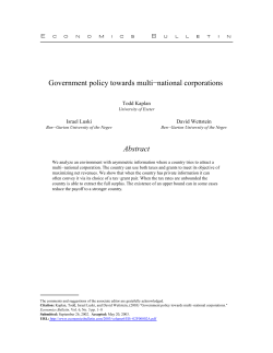 Government policy towards multi&minus;national corporations Abstract