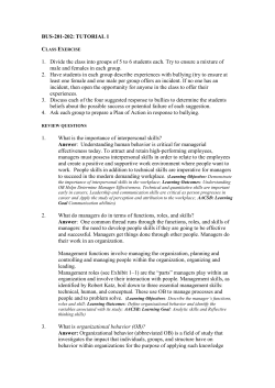 BUS-201-202: TUTORIAL 1 Class Exercise Divide the class into