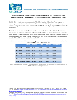 Health Insurance Corporations Profited by More than $65.5 Billion