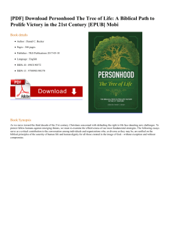 Personhood The Tree of Life: A Biblical Path to