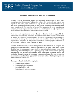Investment Management for Non-Profit Organizations Bradley