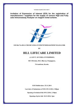 Tender Enquiry No - HLL Lifecare Limited