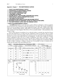 Appendix Chapter 7 THE INDIFFERENCE CURVES 1. WHAT IS AN