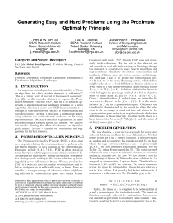 Generating Easy and Hard Problems using the Proximate Optimality