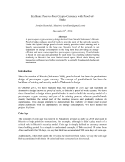 Eryllium: Peer-to-Peer Crypto-Currency with Proof-of- Stake