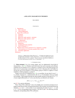 A RELATIVE SHAFAREVICH THEOREM 1. Introduction 1 1.1. Main
