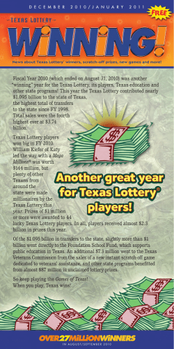 Another great year for Texas Lottery&reg; players!