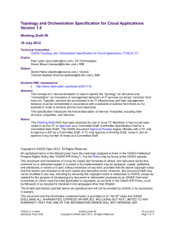 Topology and Specification for Cloud Applications Version 1.0