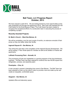 Ball Team LLC Pr Ball Team, LLC Progress Report October, 2013