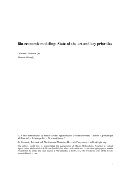 Bio-economic modeling - Policies, Institutions and Markets