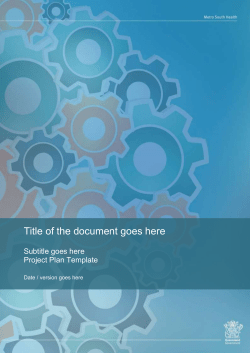 Project plan - Metro South Health